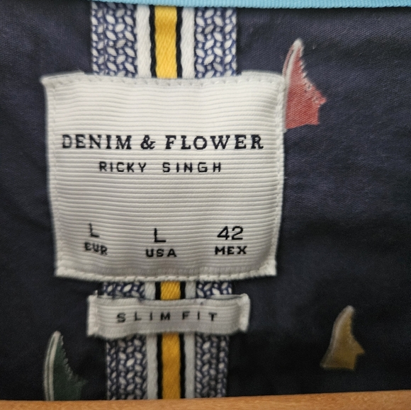 Denim and flower by Ricky Singh sneaker print button down shirt - Picture 2 of 6